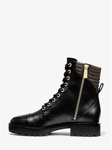 michael michael kors bastian logo trim leather combat boot|MICHAEL Michael Kors Bastian Leather Combat Boot .